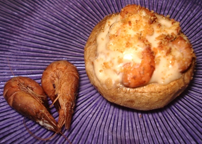 Champignons farcis aux Crevettes et Fromage fondu -- 29/06/11