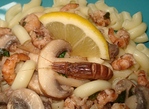 Coquillettes aux Crevettes grises et Champignons cr�meux -- 18/01/12
