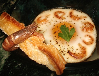 Oeuf Cocotte aux Crevettes grises