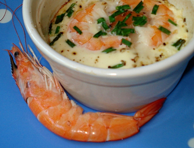 Oeuf Cocotte aux Crevettes roses