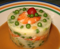 Parmentier de Crevettes roses et petits pois