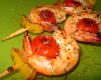 Brochettes de Crevettes roses aux Tomates cerises -- 29/09/10