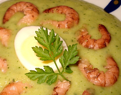 Mousseline de Courgette aux Crevettes grises