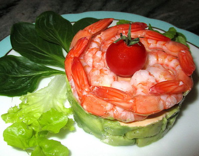 Crevettes roses sur Tartare d'Avocat -- 05/02/15