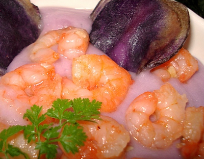 Mousseline de Vitelottes aux Crevettes roses -- 19/10/12