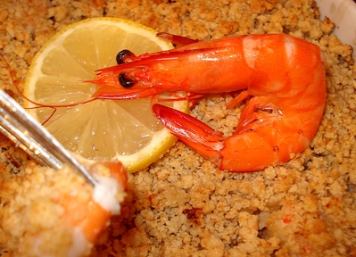 Crumble de crevettes roses et bananes -- 13/07/10