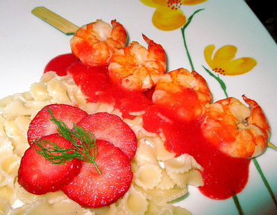Brochette de Gambas et coulis de Fraise -- 12/03/14