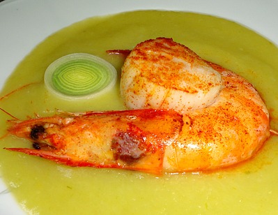 Gambas et Saint-Jacques r�ties au Paprika -- 12/04/11