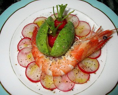 Gambas et mini Avocat aux Radis -- 01/04/15