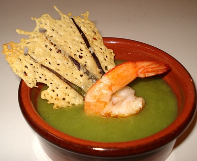 Gambas sur Velout� de Poireau -- 09/11/10