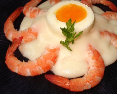 Oeuf B�chamel et Crevettes roses -- 28/03/12