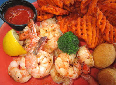 Crevettes roses saut�es et Chips de Patate douce -- 13/01/16