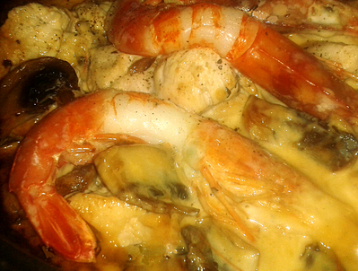 Poulet cr�meux aux Gambas -- 04/09/14
