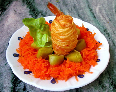 Rouleaux de Crevettes entour�es de fil de pomme de terre -- 24/01/17