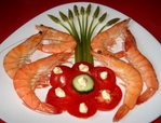Assiette de Crevettes roses, Asperges sauvages et Tomates -- 04/07/12