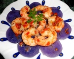 Crevettes roses marin�es sur Pommes de terre bleues -- 23/08/12