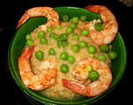 Gambas aux Lentilles corail et petits pois frais